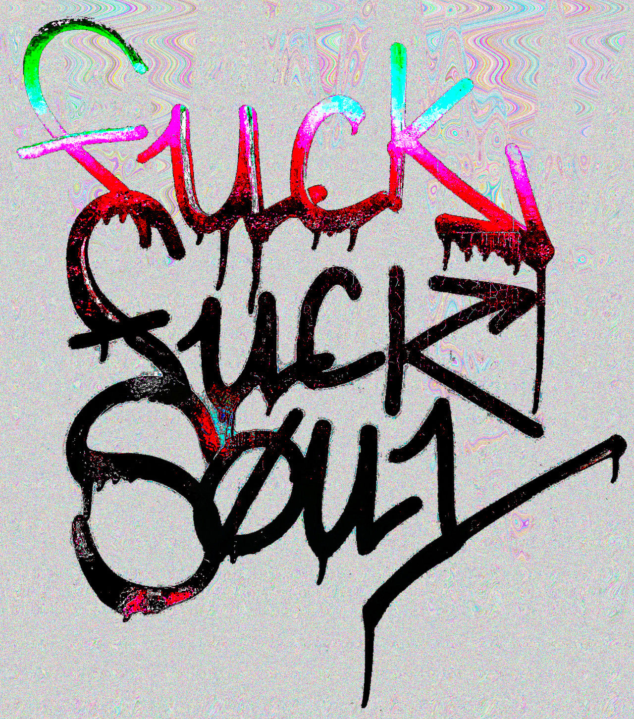 Colorful and Bright Graffiti text on a light gray background